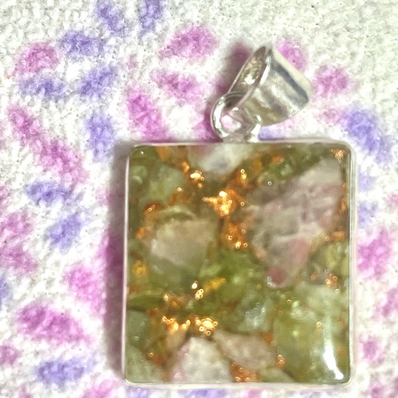 Copper ruby zoisite pendants sterling silver plated U Pick! artisan India tribal - Picture 8 of 15